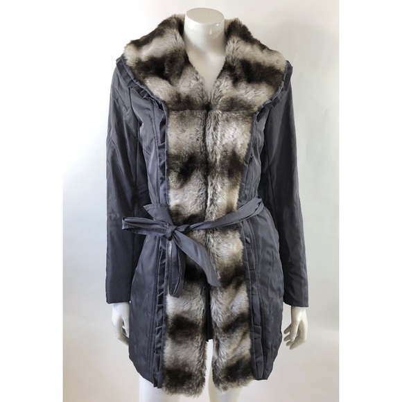 dennis basso Jackets & Blazers - Dennis Basso Womens Coat Size Small Gray Faux Fur